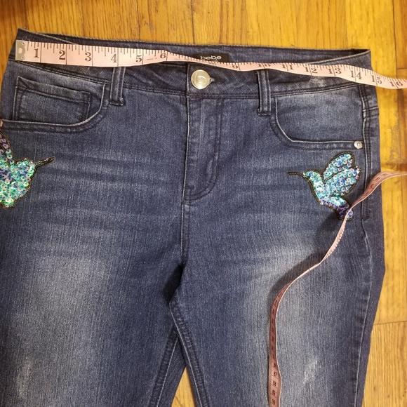 🔮BEBE GIRLS Faded Jeans Butterfly Bling Size 16 - Picture 5 of 6